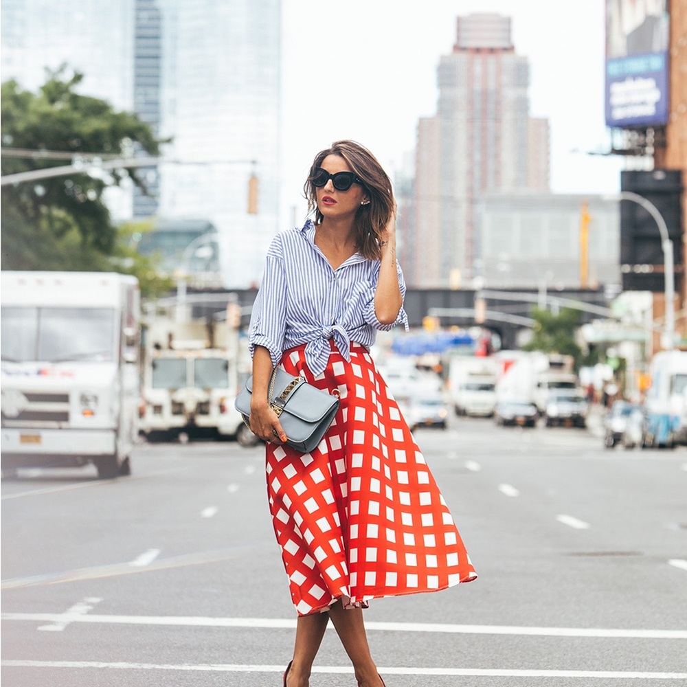 Chicwish - Gingham Red MIDI Skirt